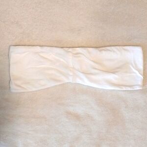 Color Thread Strapless White Tube Top – Size L – Soft & Stretchy Summer Basic